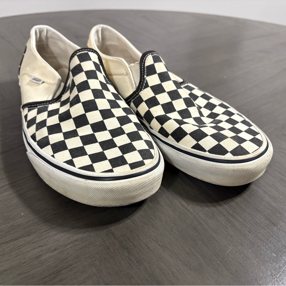 Vans Kids Checkered Slip-On Sneakers - Black and Cream